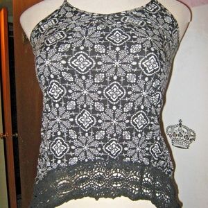 Mossimo Supply Co. Tops - Black White Floral Gypsy Boho Crochet Lace Tank XS Mossimo Supply Co. Tops - Black White Floral Gypsy Boho Crochet Lace Tank XS